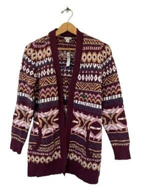 L.L. Bean | NWT Women’s Maroon Fair Isle Open Cardigan